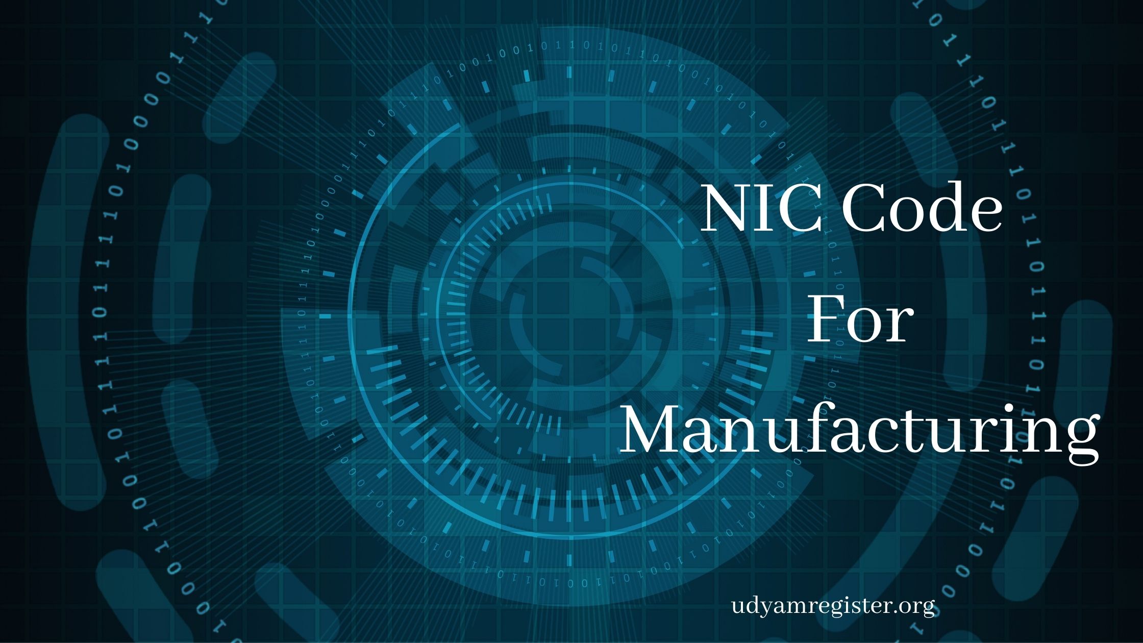   National Industrial Classification : NIC Code For Manufacturing 